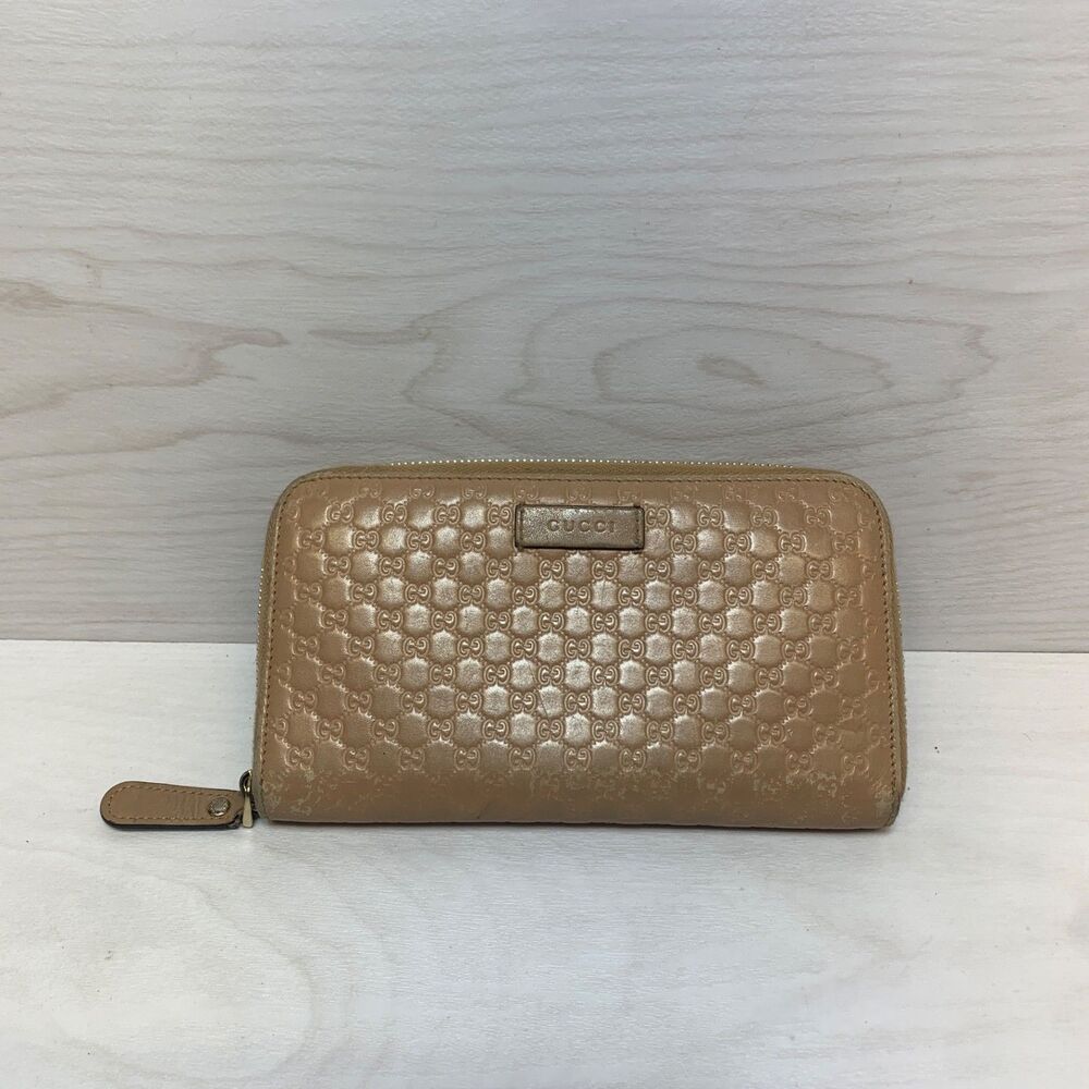 GUCCI Microguccissima GG Micro Logo Leather Zip‎ Around Continental Wallet Brown